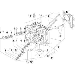 Cylinder head Piaggio New Fly 4-stroke 4-valve