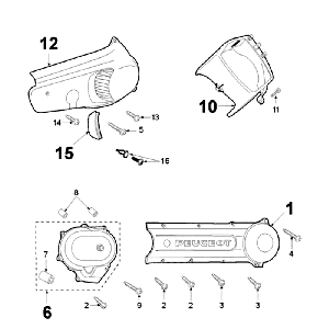 Engine cover Peugeot Fox oil tank red