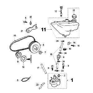 Oil tank - pump Peugeot Fox oil tank red