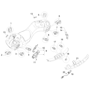 Diverters - Selector switches - Push buttons - Switches Piaggio MP3 350 Maxi sport E4 ABS 2018-2020 (EMEA)