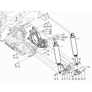 Rear suspension - Shock absorber/S Piaggio MP3 300 HPE/300 HPE SPORT E5 ABS 2020-2022 (EMEA)