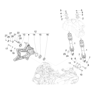 Rear suspension - Shock absorber/s Vespa GTS 125 4T E5 ABS 2021 (EMEA)
