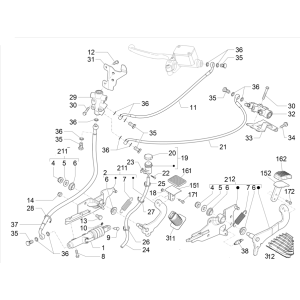 Pedals - handles Piaggio MP3 350 MAXI Sport E4 ABS 2018-2020 (EMEA)