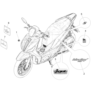 Piaggio Medley 150 4T IE ABS E4 2016-2020 plates and decorative strips (EMEA)
