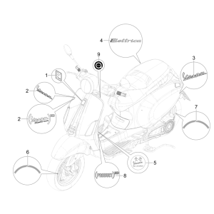 Vespa Eletrica 45KM/H E5 2021 (EMEA) plates and decorative strips