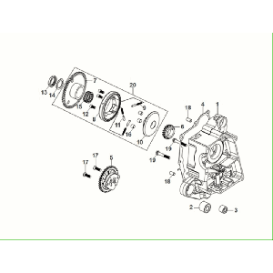 Right crankcase - Starter clutch - Oil pump Sym Fiddle ll Euro 5