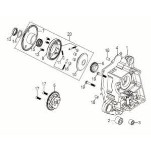 Carterhelft rechts - Startkoppeling - Oliepomp Sym Jet 14 50i Euro 5