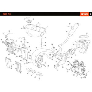 Radiator- Exhaust Rieju MRT SM red 2010 2-stroke