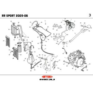Radiator- Exhaust Rieju RR sport red 2005 2-Stroke