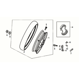 Rear wheel Sym Mio 50I E5