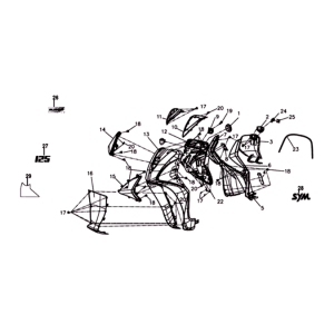 Front plate/ inner plate/ indicators Sym Symphony ST 125I E4 Black/ Red (BK-001C/R-010CA)