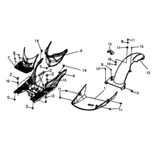 Foot plate/ frame cover Sym Symphony ST 125I E4 Black/Red (BK-001C/R-010CA)