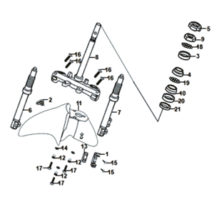 Front fork/front fender/headset Sym Symphony ST 125I E4 Black/Red (BK-001C/R-010CA)
