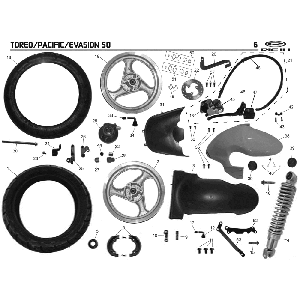 Brake parts- Shock absorber- Mudguard Rieju Pacific grey 2009 2-stroke