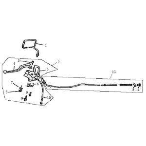 Brake parts left mirror BTC Grande Retro GT1 blue white