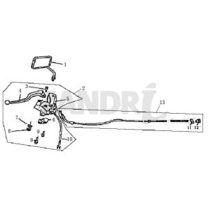 Brake parts left mirror BTC Grande Retro GT1 coffee cream