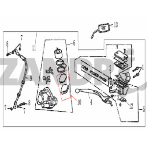 Brake parts right mirror BTC Grande Retro GT1 black cream