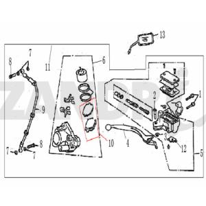 Brake parts right mirror BTC Grande Retro GT1 coffee cream