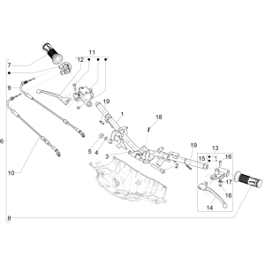 Handlebar Wheel - Brake Cylinder - Throttle Cable - Grips Vespa Sprint 150 3V IE ABS Euro 3 2015