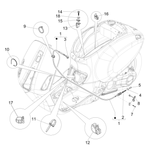 Vespa Sprint 150 3V IE ABS Euro 3 2015 rear brake cable