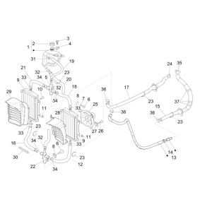 Radiator - Cooling Hoses - Coolant Tank Vespa GTS 300 Super HPE 4V IE ABS Euro 5 2020-2022