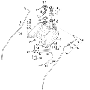 Gas tank - Tank float - Vacuum valve Piaggio Typhoon 50 2-stroke Euro 4 2018-2020