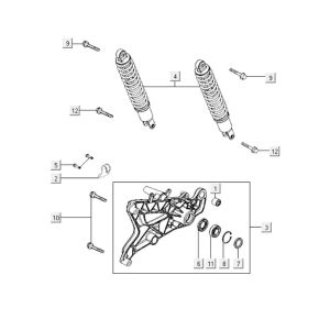 Rear shock absorbers Kymco Downtown 300i dark grey
