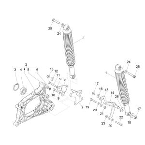 Rear suspension - Shock absorber/s Piaggio MP3 300 ie E4 LT BUSINESS
