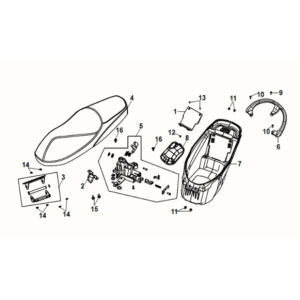 Seat - rear carrier Sym Fiddle IV 125i LC ABS E5 2020-2021
