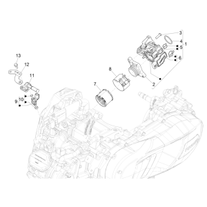 Throttle body - Injector - Vespa GTS 125 4T E5 ABS 2021 inlet connection (EMEA)