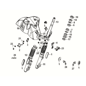 Steering stem - front cushion Sym Fiddle IV 125i LC ABS E5 2020-2021 MAT BLACK (BK-007U)