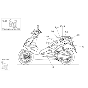 Back decals and decals Aprilia SR 50 H2O ie+carb 2004-2009