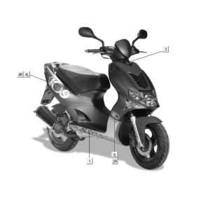 Stickers Kymco Super9 2t lc om matt black-silver