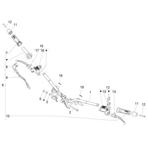 Handlebar wheel - brake pumps Piaggio Beverly 300 IE ABS E4 2016 - 2020 (EMEA)
