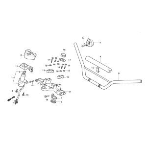 Handlebar wheel - Handlebar wheel mount - Ignition lock Honda MTX 50