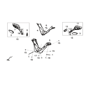 Handlebar/brake handles/ mirrors Sym Joymax 300I ABS E3 2014-2016 Matt gray (GY-7450U)