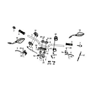 Handlebar bend Brake lever cables Sym Jet 14