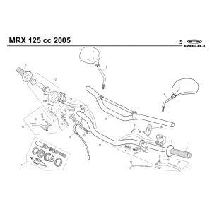 Handlebar parts- Mirrors Rieju MRX 125 red 2005 4-Stroke