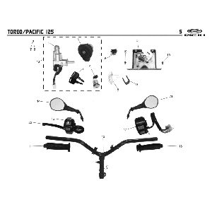 Handlebar parts- Mirrors Rieju Pacific red 2009 2-stroke