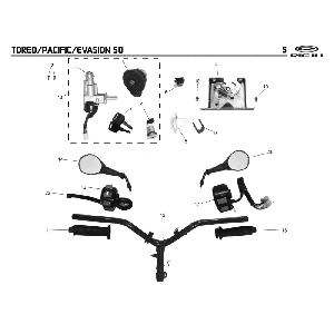 Handlebar parts- Mirrors Rieju Pacific grey 2009 2-stroke