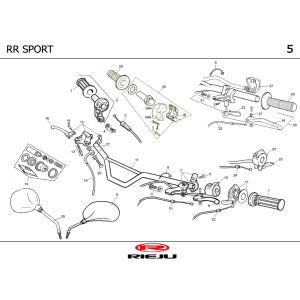 Handlebar parts- Mirrors Rieju RR sport black 2002 2-Stroke