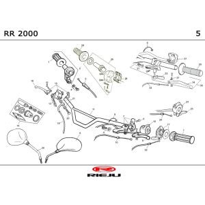 Handlebar parts- Mirrors Rieju RR black 2001 2-Stroke
