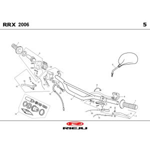 Handlebar parts- Mirrors Rieju RRX red 2008 2-Stroke