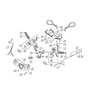 Handlebar parts Kymco Super9 2t lc om matt black-silver