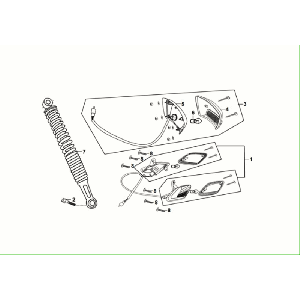 Shock absorber - Rear light - Rear indicators Sym Fiddle ll Euro 5