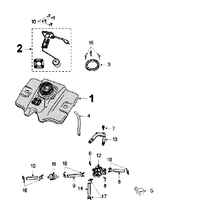 Tank and Fuel Pump Pailoli Peugeot Speedfight 3 4-stroke Grey