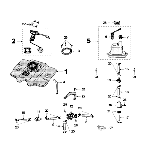 Tank and Fuel Pump Peugeot Speedfight 3 AC Red