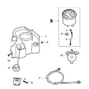 Counter - Cockpit Peugeot Fox oil tank red