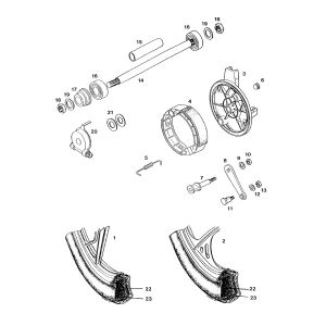 Voorwielen - kilometertelleaandrijving Tomos FLEXER 2001