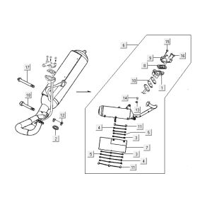 Exhaust Kymco Super9 2t lc o.m matt black-silver
